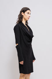 A.F VANDEVORST - FW06 Cowl neck dress with ribbed sleeves and elbow slits