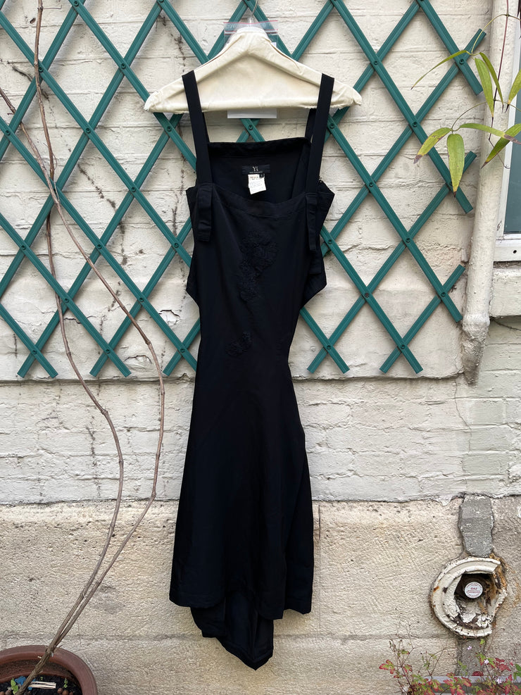 (New Arrival) YOHJI YAMAMOTO Y’S - Open back dress with flower embroideries and adjustable straps