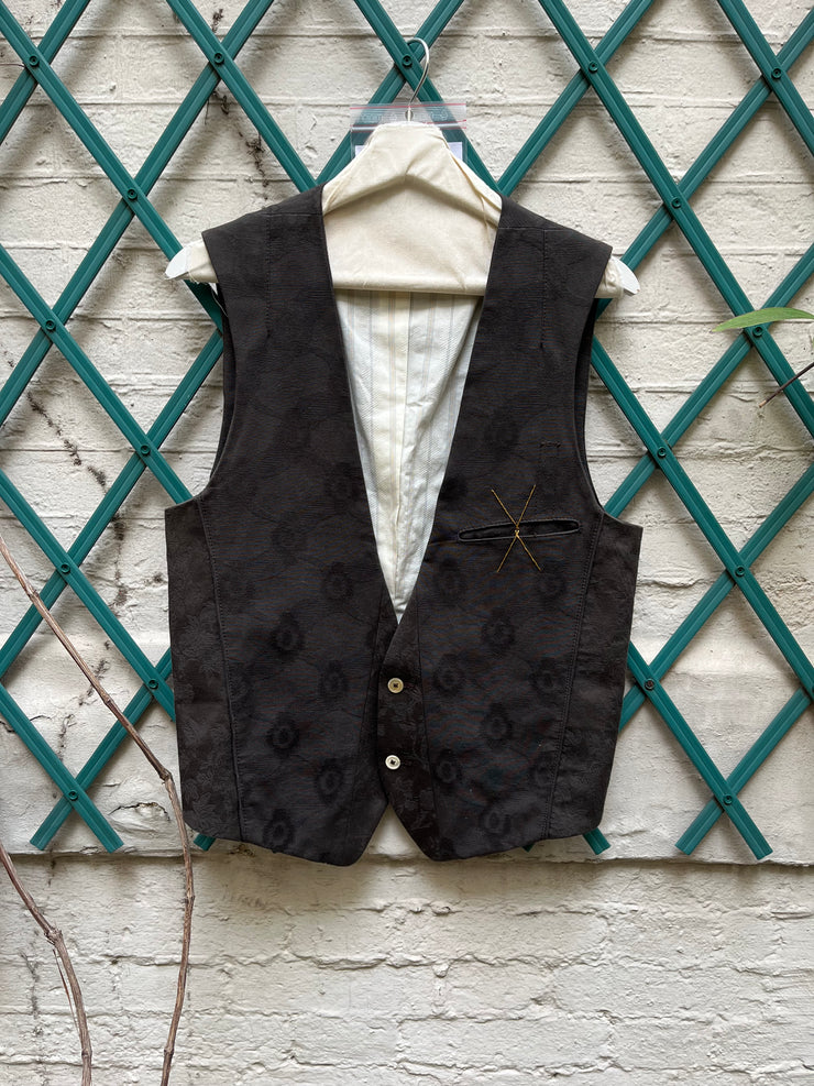 (New Arrival) ANN DEMEULEMEESTER - SS12 Patterned cotton vest with chest darts (runway)