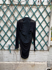 (New Arrival) RICK OWENS - SS12 "NASKA" Silk and cotton draped vest with calf leather details
