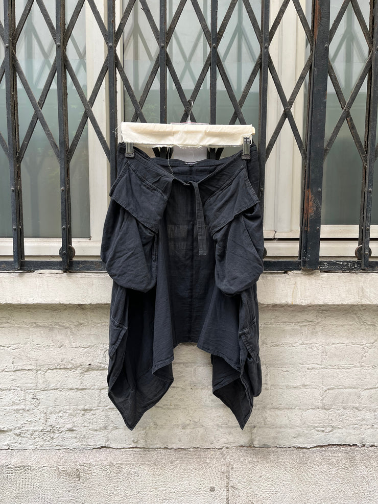 (New Arrival) ANN DEMEULEMEESTER - SS04 Cotton skirt with parachute pockets (runway)