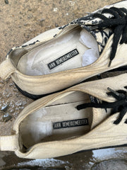 (New Arrival) ANN DEMEULEMEESTER - SS14 Vine pattern canvas shoes with notched sole (runway)