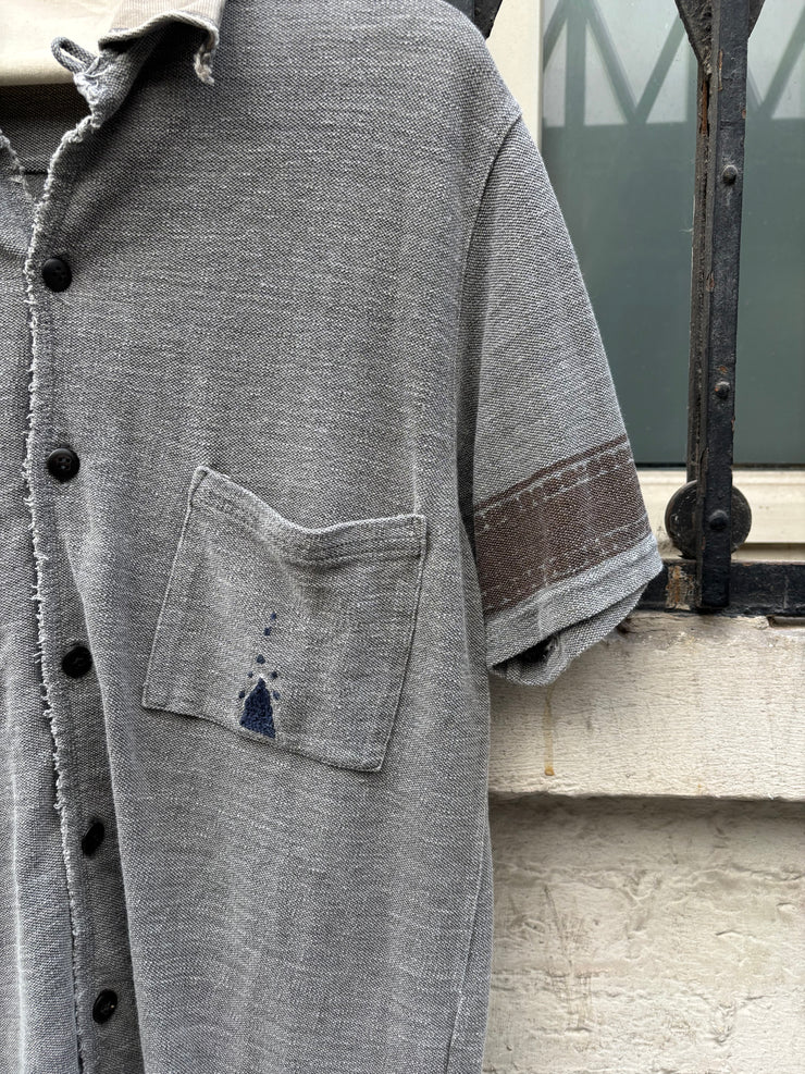 (New Arrival) KAPITAL - Cotton polo shirt with pattern and embroidery detail