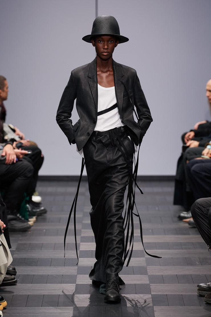 ANN DEMEULEMEESTER - SS22 Dyed calf leather blazer jacket with long straps (runway)