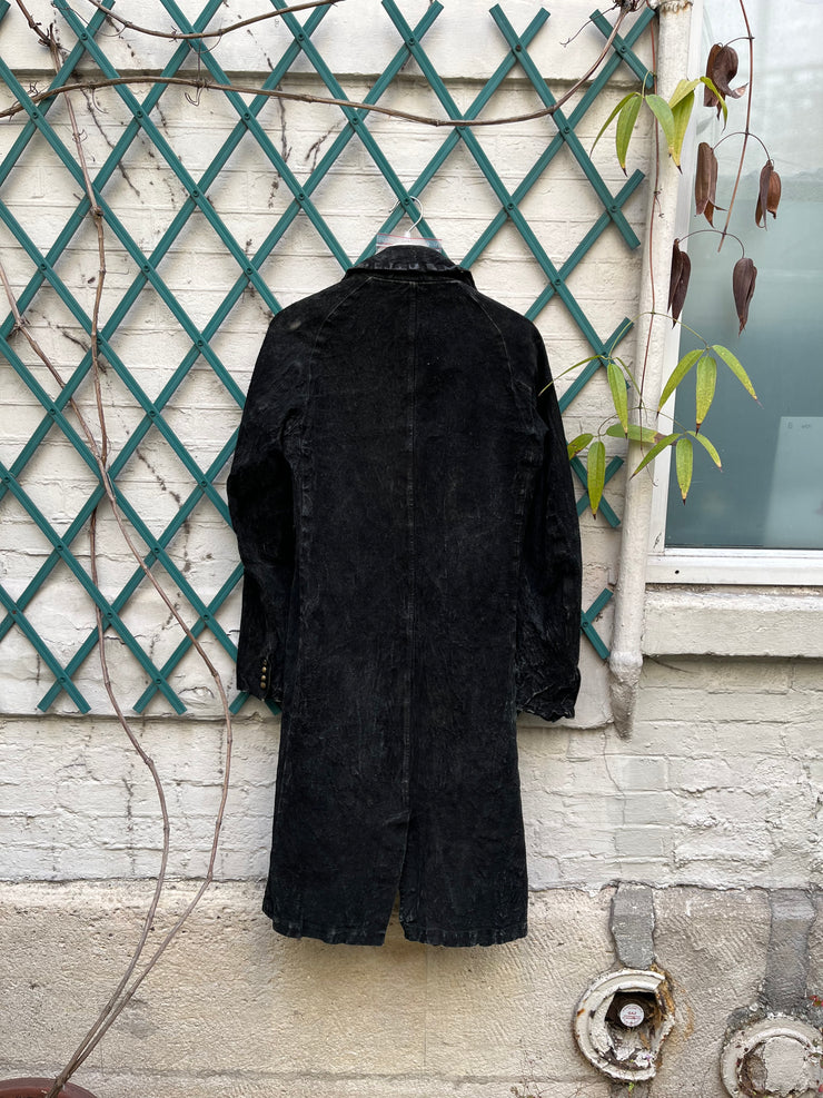 (New Arrival) CHRISTIAN PEAU - Burnt buffalo leather long coat with metal buttons