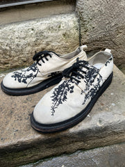 (New Arrival) ANN DEMEULEMEESTER - SS14 Vine pattern canvas shoes with notched sole (runway)