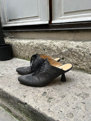 (New Arrival) ANN DEMEULEMEESTER - 1994 Pointy mules with satin floral pattern