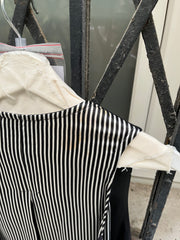 ANN DEMEULEMEESTER - SS08 Button up wool vest with silk striped back and straps