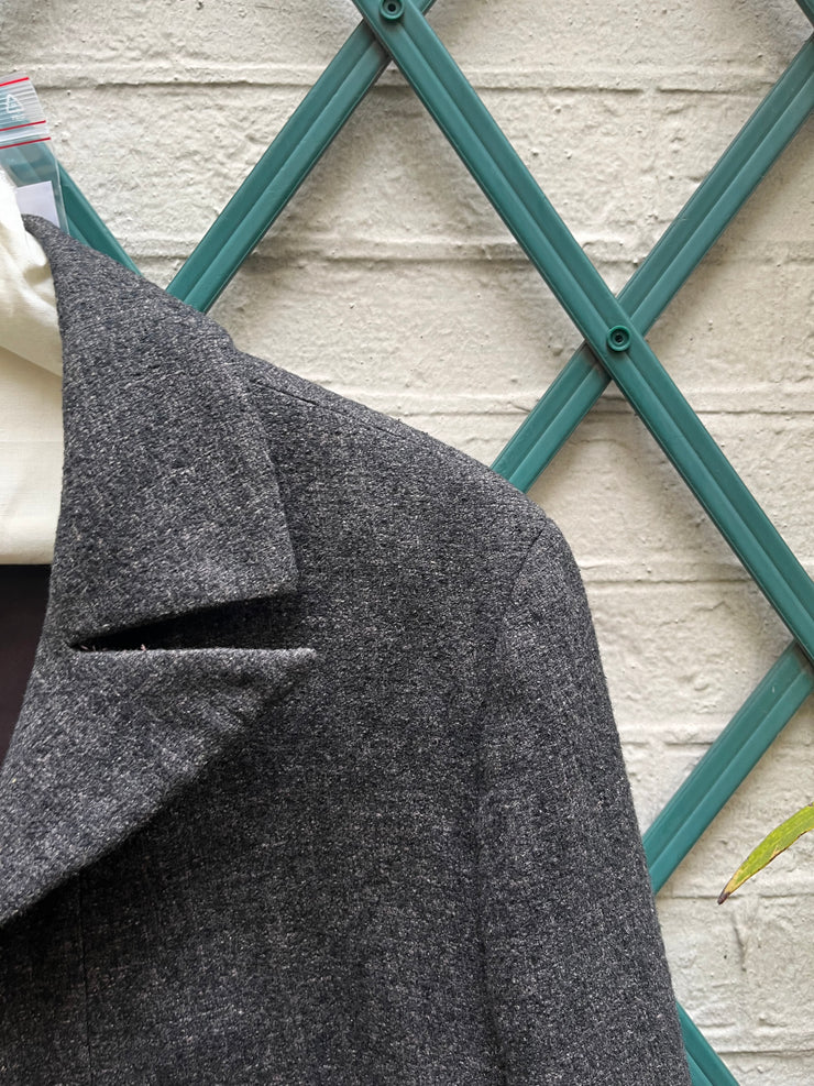 (New Arrival) YOHJI YAMAMOTO - FW98 Wool + linen open jacket with lapel slits (runway)