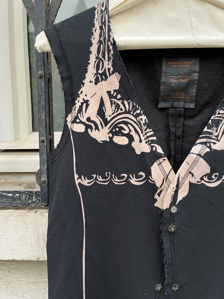 (New Arrival) UNDERCOVER - FW03 "Paper Doll" Printed wool vest with snap buttons