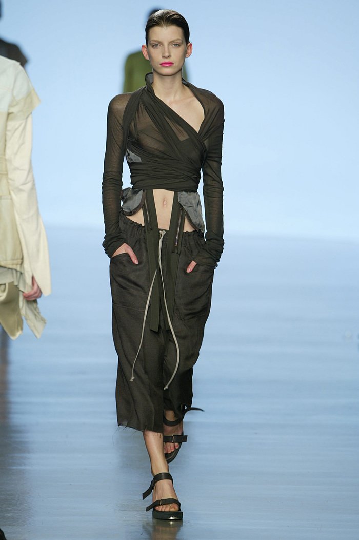 RICK OWENS - SS04 "CITROËN" Silk blend wide raw cut pants (runway)