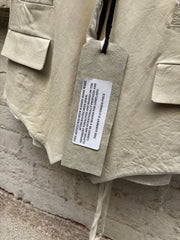 (New Arrival) ISAAC SELLAM - White leather vest with linen back and straps