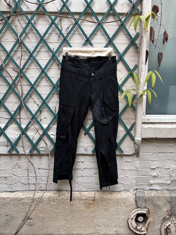 (New Arrival) JUNYA WATANABE - FW06 Reworked patchwork wool pants with leg straps and waist zipper (runway)