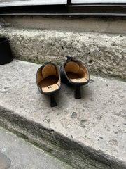(New Arrival) ANN DEMEULEMEESTER - 1994 Pointy mules with satin floral pattern