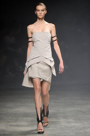 RICK OWENS - SS11 "ANTHEM" Cotton and silk strapless top with back train (runway)