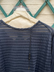 (New Arrival) BORIS BIDJAN SABERI - See-through striped t shirt