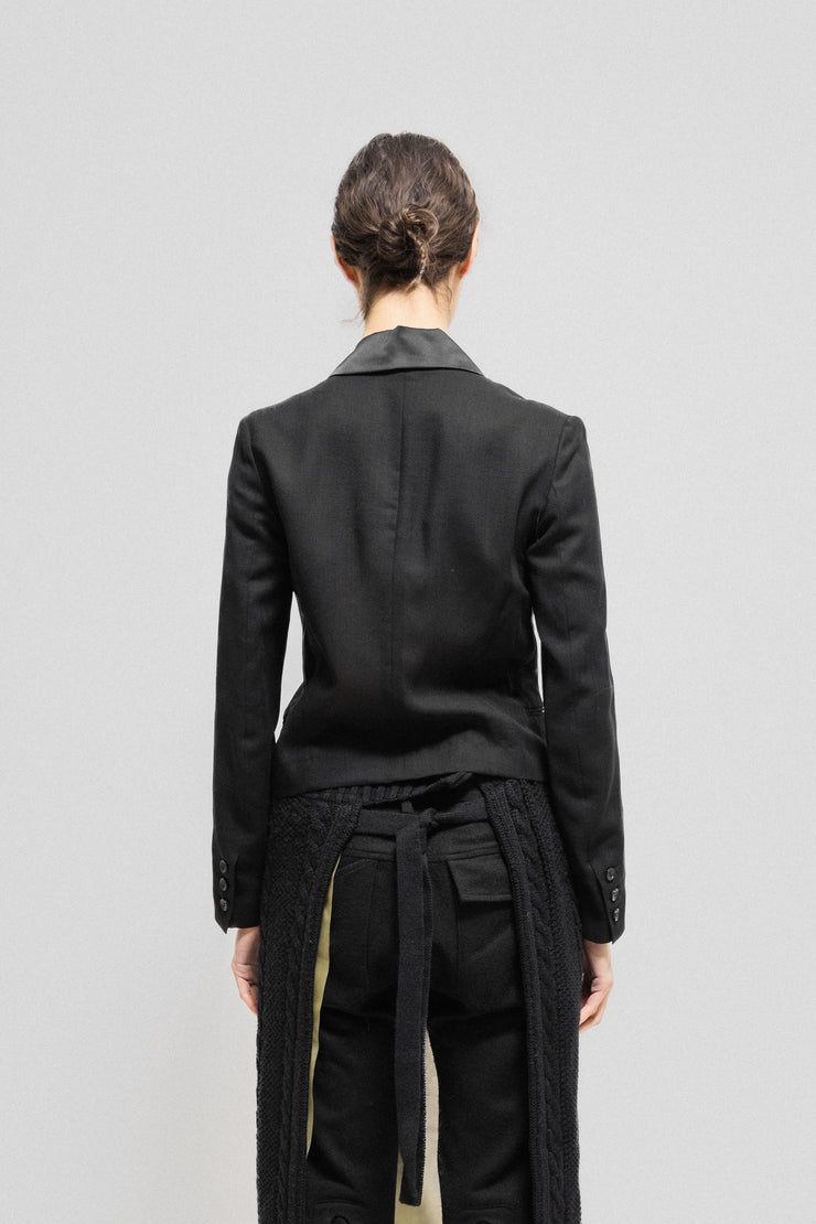 UNDERCOVER - SS06 "T." Sheer cropped jacket with a satin collar (runway)