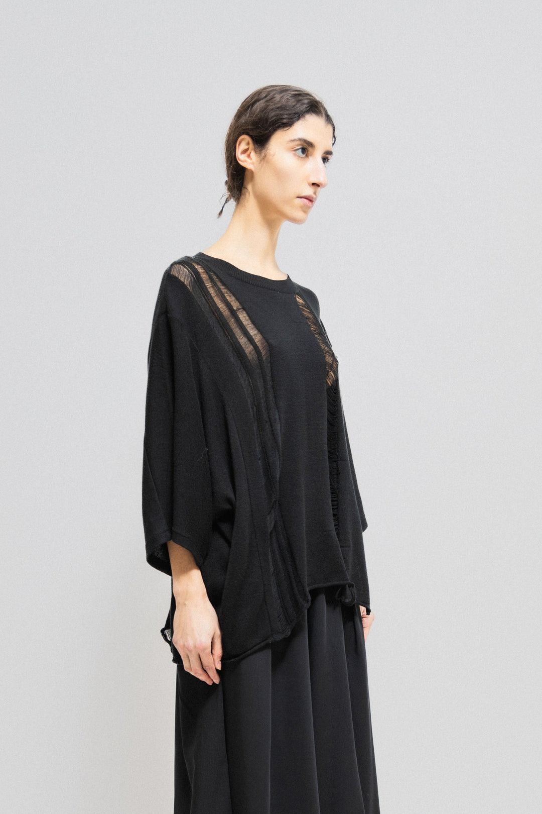 YOHJI YAMAMOTO Y'S - SS22 Cotton blend sweater with rips – L