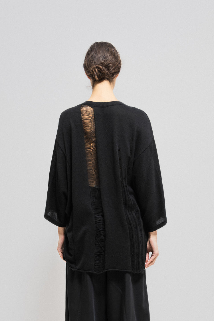 ニット+セーター Y's - yohjiyamamoto noir YOHJI YAMAMOTO Y'S - SS22 Cotton blend sweater with rips – L