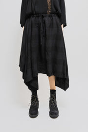 COMME DES GARCONS - Checkered wool skirt with drawstrings (1980's)