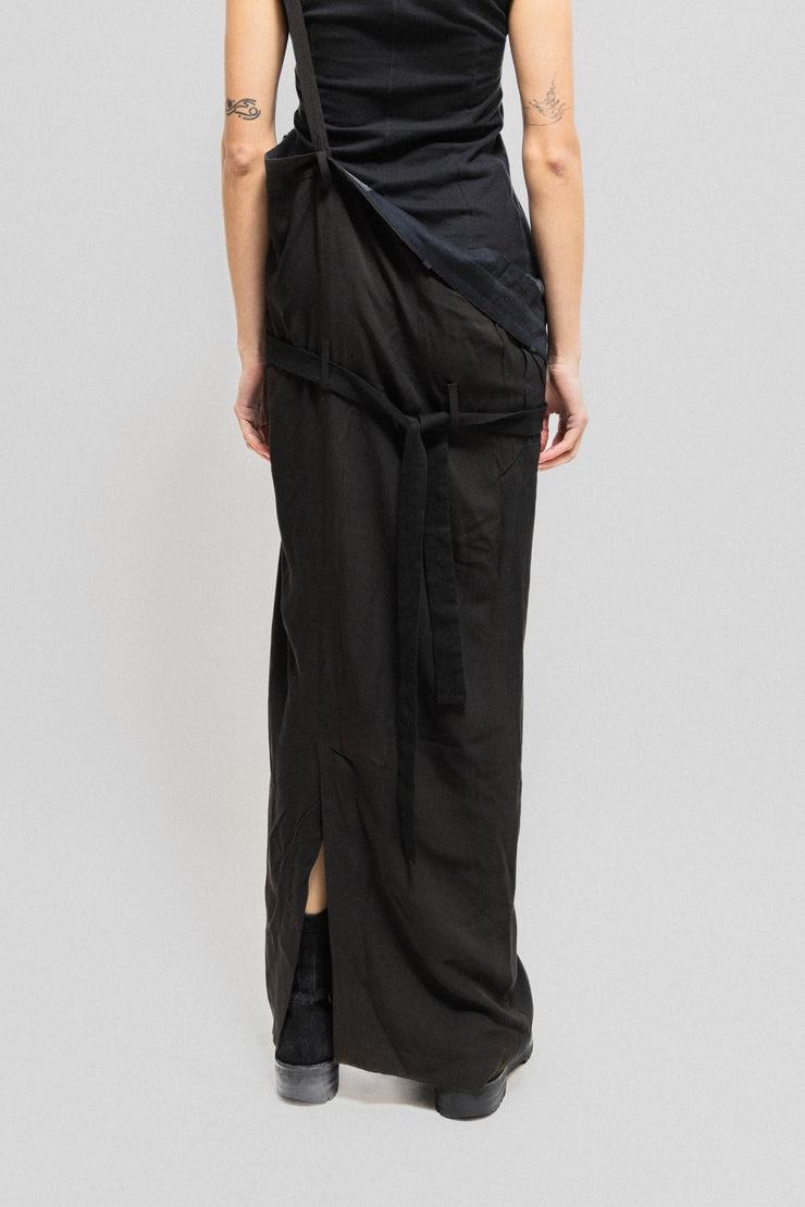 ANN DEMEULEMEESTER - FW03 Long skirt with waist and shoulder straps