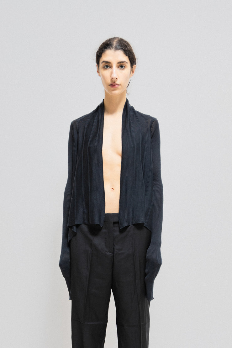 RICK OWENS - SS10 "RELEASE" Ribbed cardigan with back cutouts