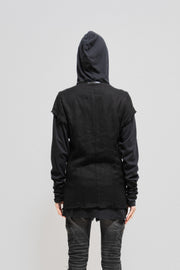 14TH ADDICTION - Layered hoodie with frayed edges