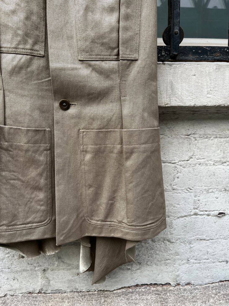 (New Arrival) RICK OWENS - SS04 "CITROEN" Golden cotton military vest with silk draped back (runway)
