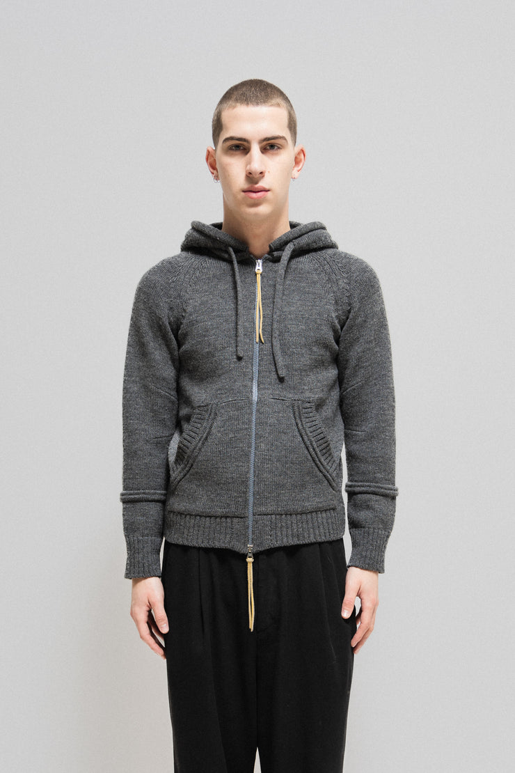 UNDERCOVER - FW10 "Avakareta Life" Knitted hoodie with elbow patches