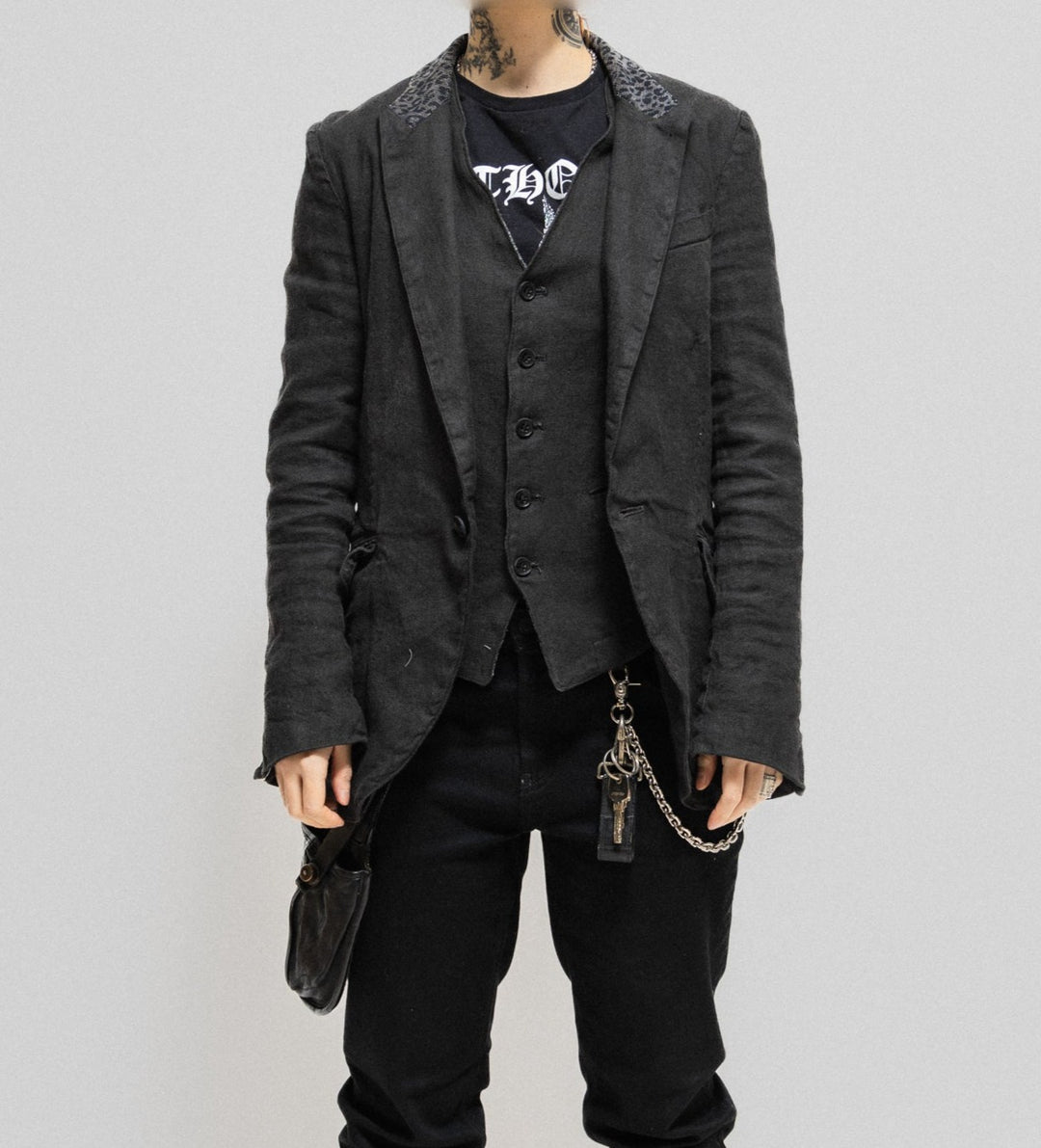 ISAMU KATAYAMA BACKLASH - Linen/cotton jacket with pig skin