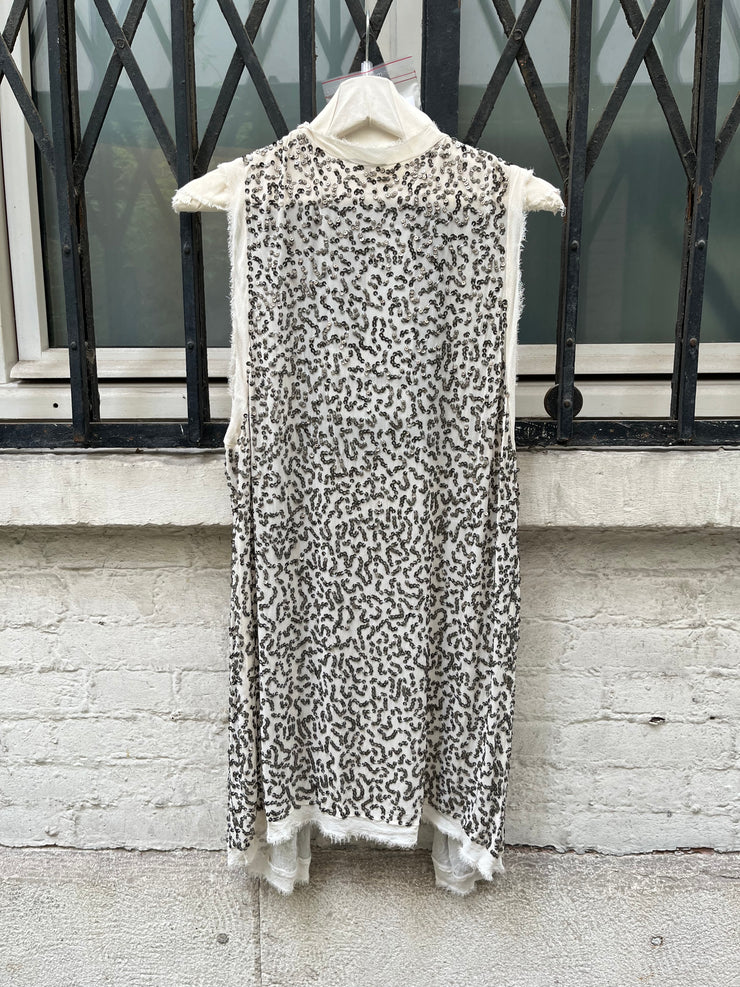 (New Arrival) ANN DEMEULEMEESTER - SS10 Silk vest with 850 gr of metal sequins (runway)