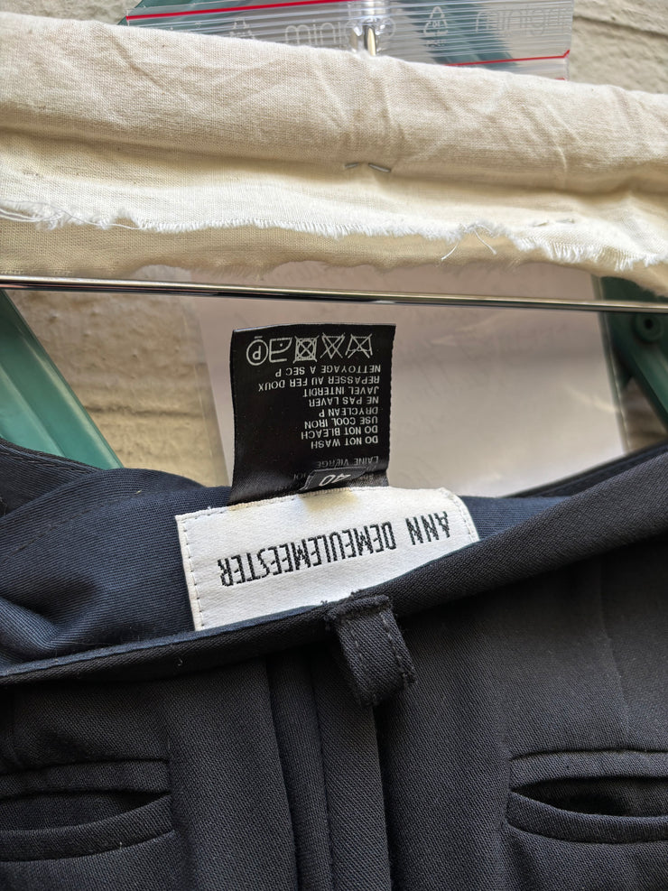 (New Arrival) ANN DEMEULEMEESTER BLANCHE - Wool blend pants with leg pearl embroidery (reedition of spring 2000)