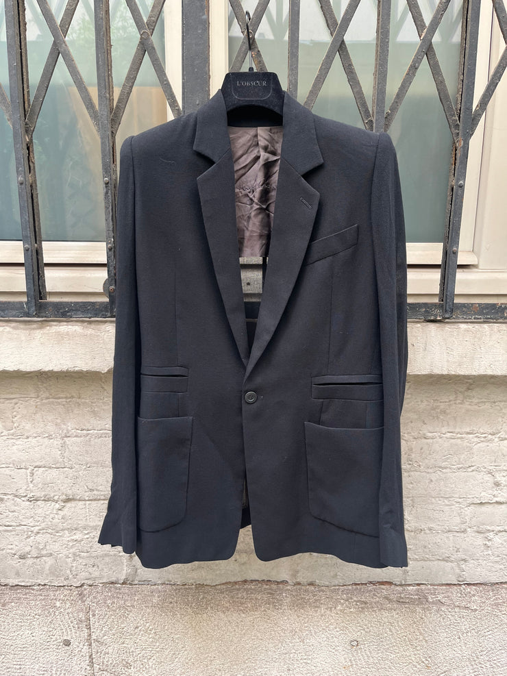 (New Arrival) RICK OWENS - FW02 "SPARROWS" Wool blend costume jacket with padded shoulders (runway)