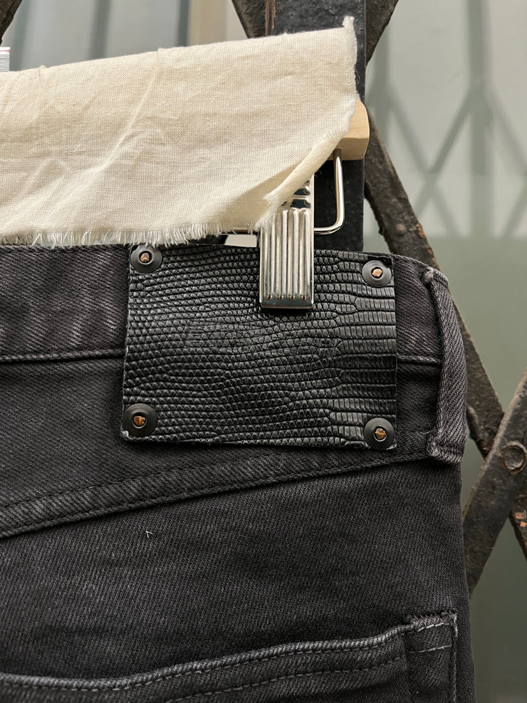 (New Arrival) ISAMU KATAYAMA BACKLASH - Shell cotton slim jeans with lizard leather tag