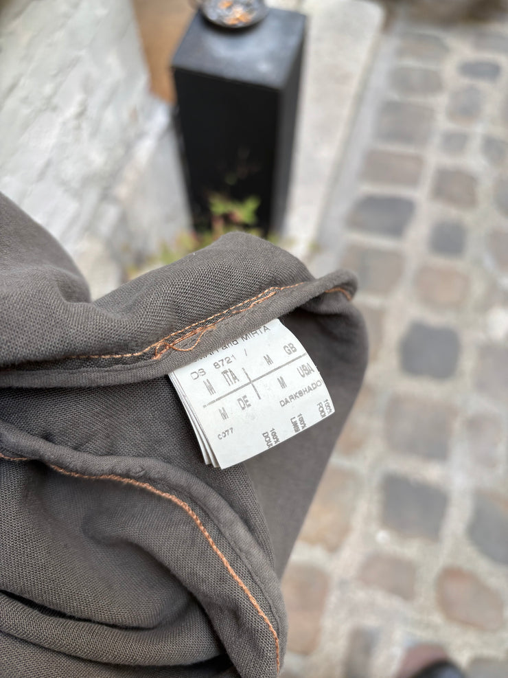 (New Arrival) RICK OWENS DRKSHDW - 2007 Washed denim jacket with long sides, rounded panels and raw cut edges