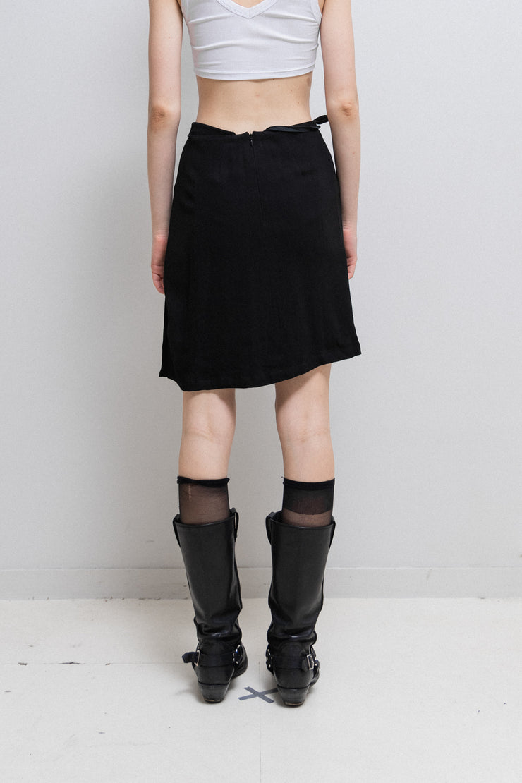 ANN DEMEULEMEESTER - SS95 Lightweight skirt with waist straps and front slit