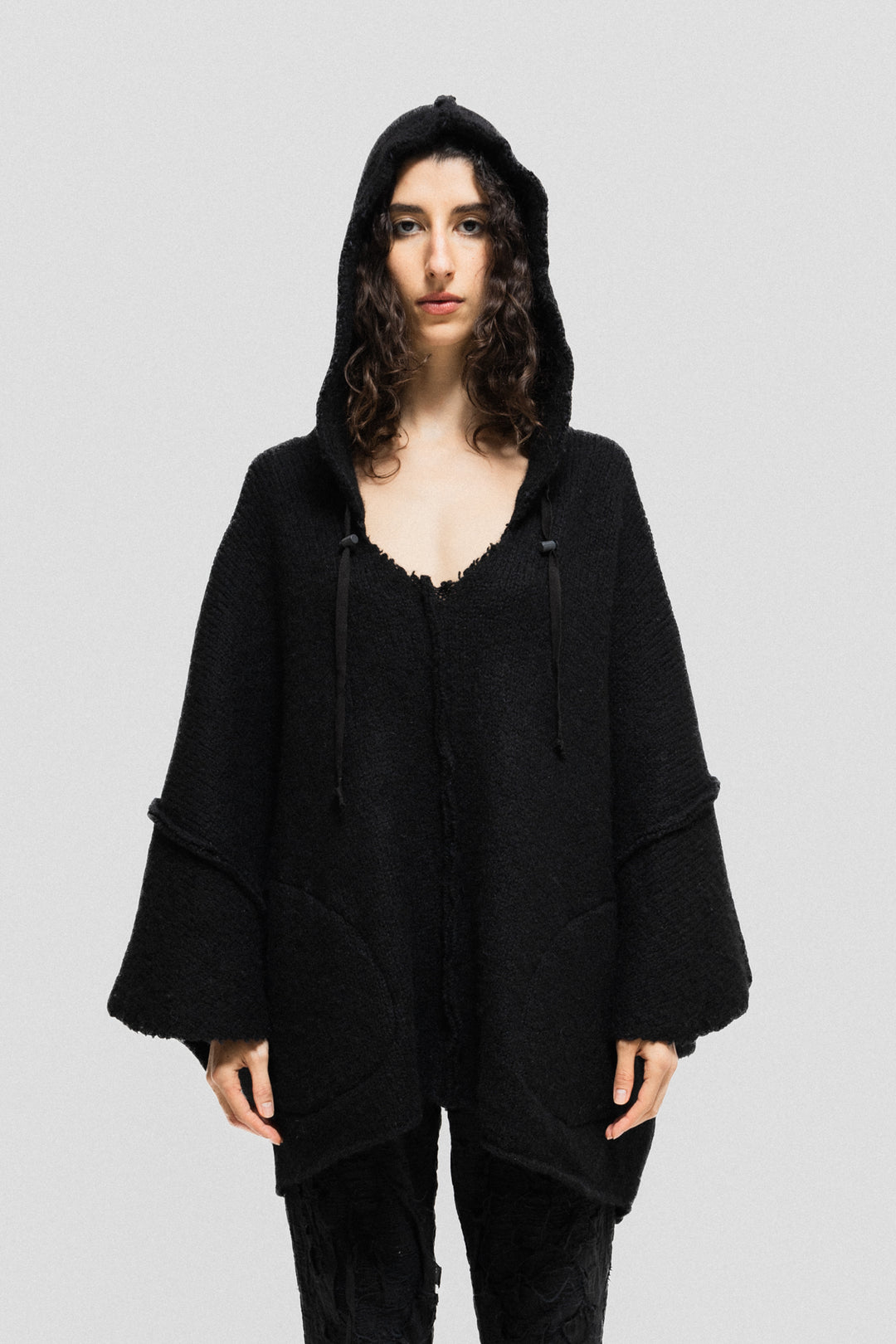 L.G.B - Alpaca wool oversized poncho hoodie – L'OBSCUR