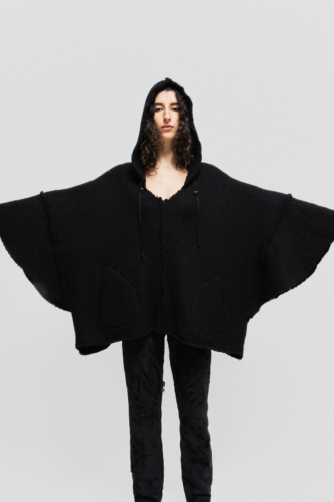 L.G.B - Alpaca wool oversized poncho hoodie – L'OBSCUR