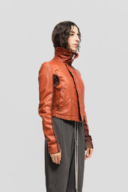 RICK OWENS - FW10 "GLEAM" Blood lamb leather jacket with cotton inner arms