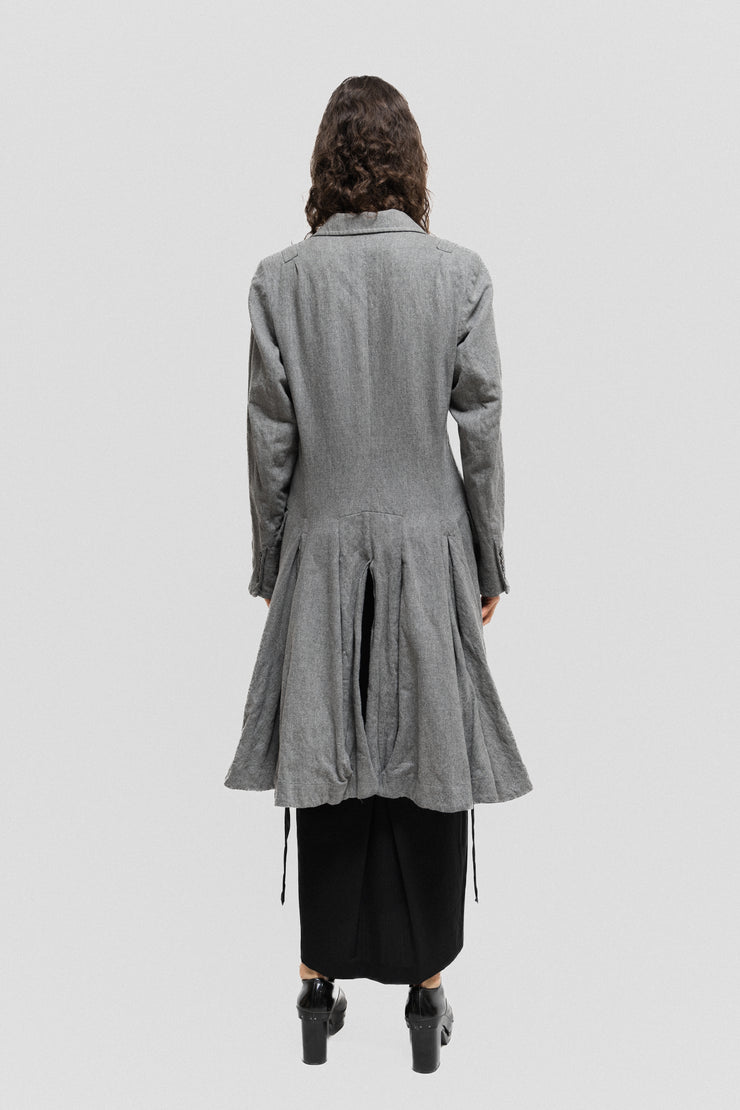 ANN DEMEULEMEESTER - FW06/07 Wool coat with side buttoning and a ruched bottom