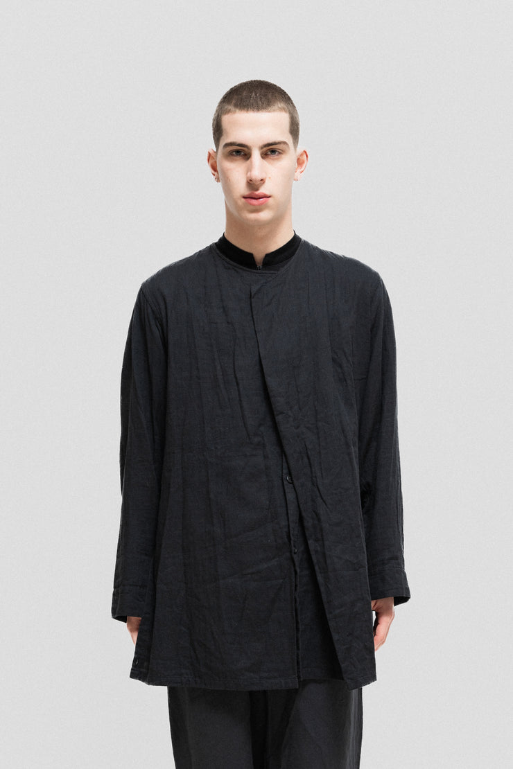 YOHJI YAMAMOTO POUR HOMME - SS18 Cotton blouse with a folded lapel
