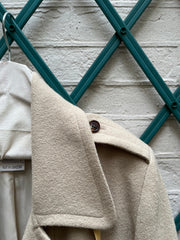 (New Arrival) ANN DEMEULEMEESTER - FW02 Fleece wool coat with leather straps closure