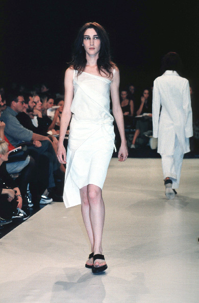 (New Arrival) ANN DEMEULEMEESTER - SS99 Painted linen wrap up skirt