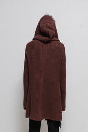 RICK OWENS - FW14 "MOODY" Virgin wool thick knitted hooded sweater