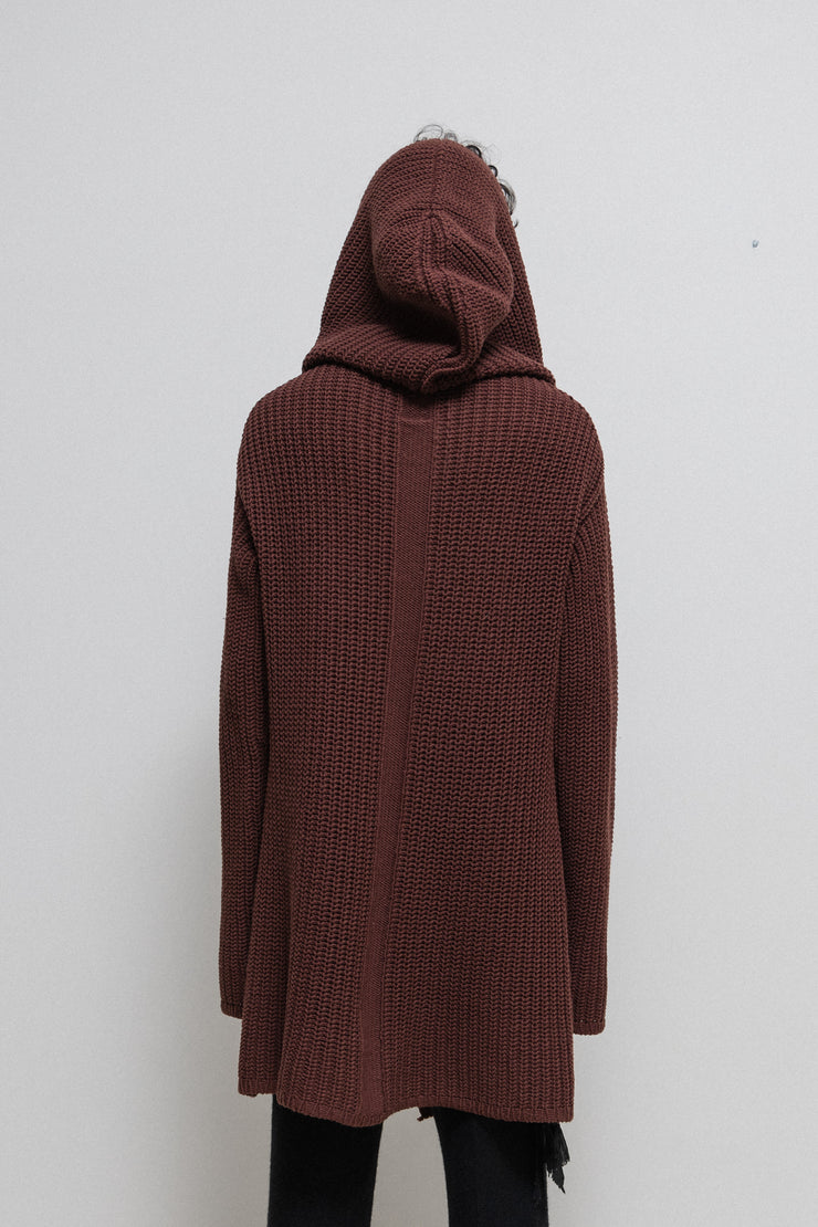 RICK OWENS - FW14 "MOODY" Virgin wool thick knitted hooded sweater