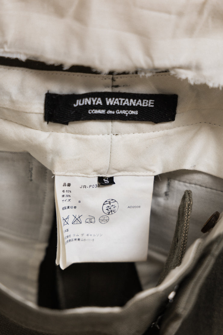 JUNYA WATANABE - FW06 Cotton+wool military low crotch wide pants with belt (runway)