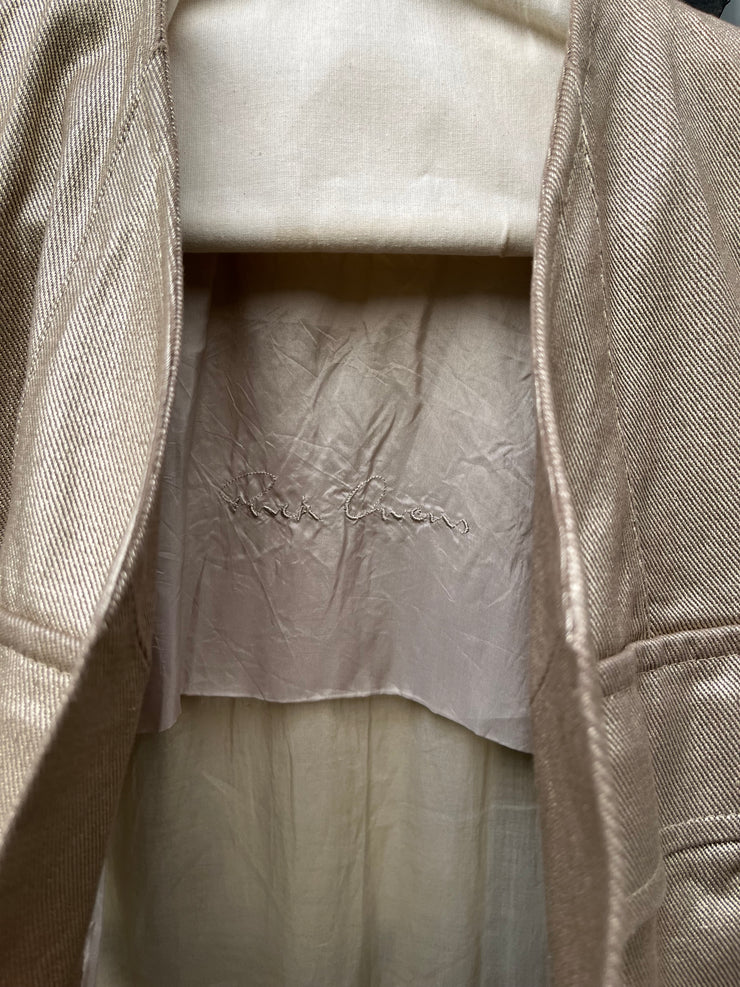 (New Arrival) RICK OWENS - SS04 "CITROEN" Golden cotton military vest with silk draped back (runway)