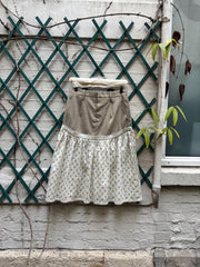 (New Arrival) UNDERCOVER - SS05 « But Beautiful II » Wool skirt with floral cotton layer, embroidered teeth and eye button