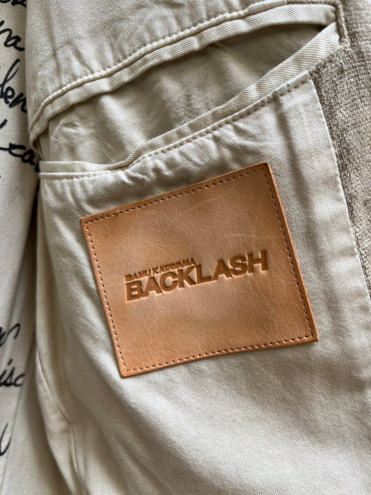 (Kountry Club) ISAMU KATAYAMA BACKLASH - Linen blend jacket with leather collar and poem lining