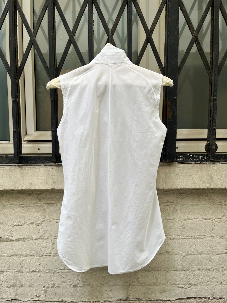 (New Arrival) OLIVIER THEYSKENS - Early 2000’s Sleeveless cotton shirt with satin details